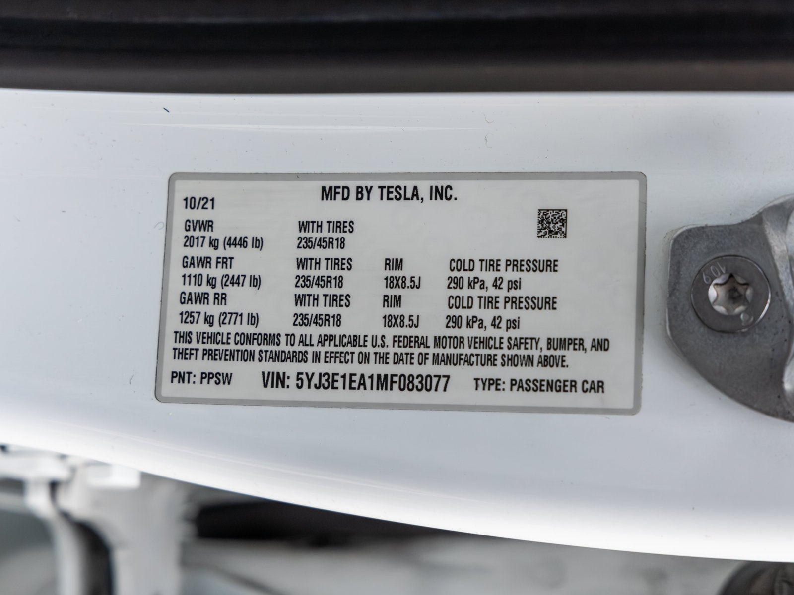 2021 Tesla Model 3 Standard Range Plus
