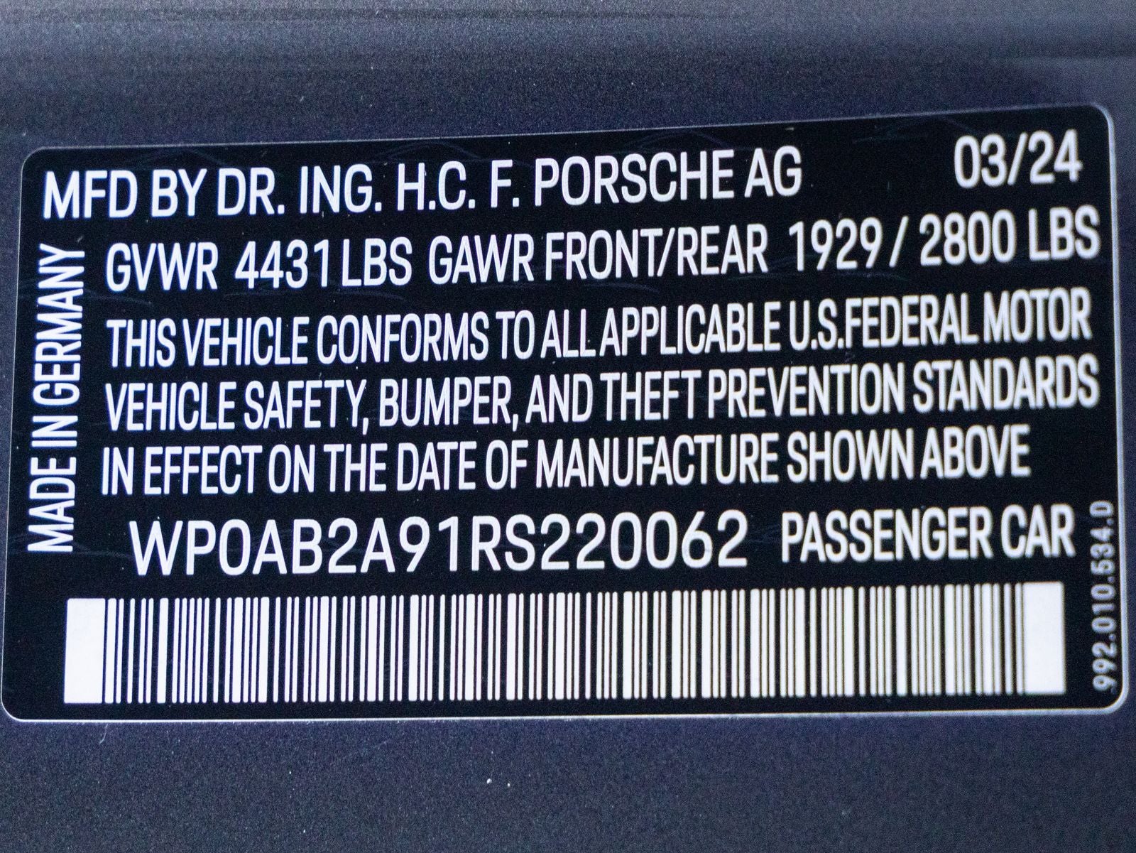 2024 Porsche 911 Carrera 4S