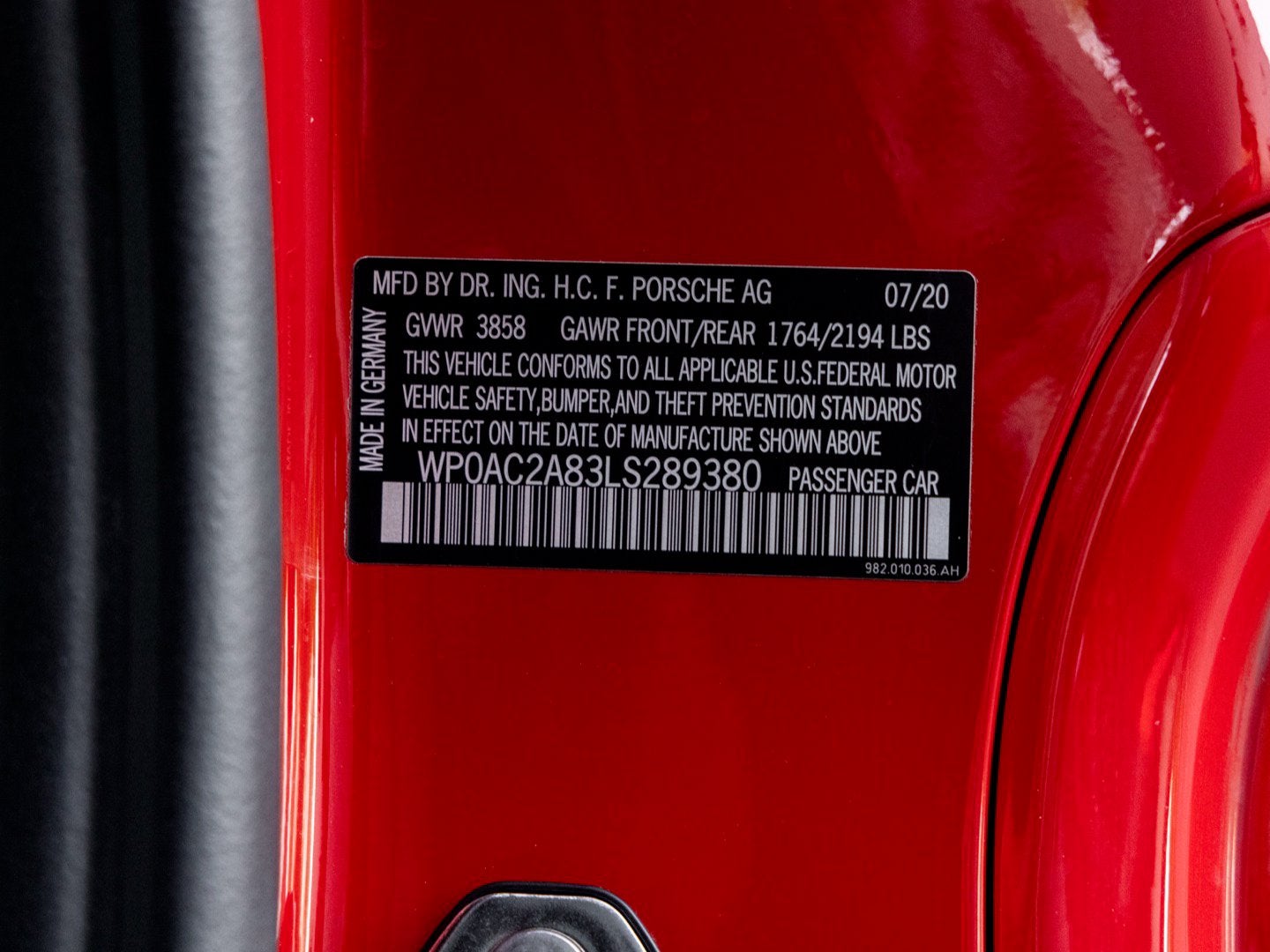 2020 Porsche 718 718 Cayman GT4