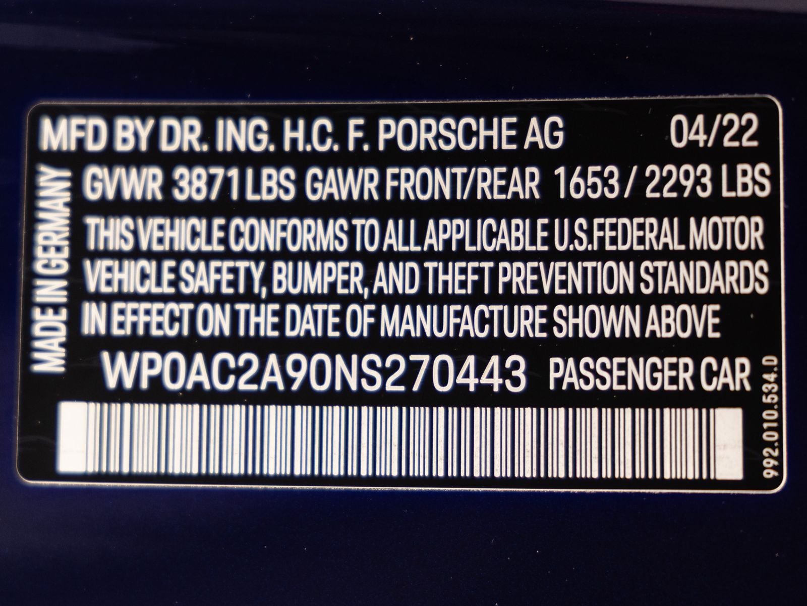 2022 Porsche 911 911 GT3 with Touring Package