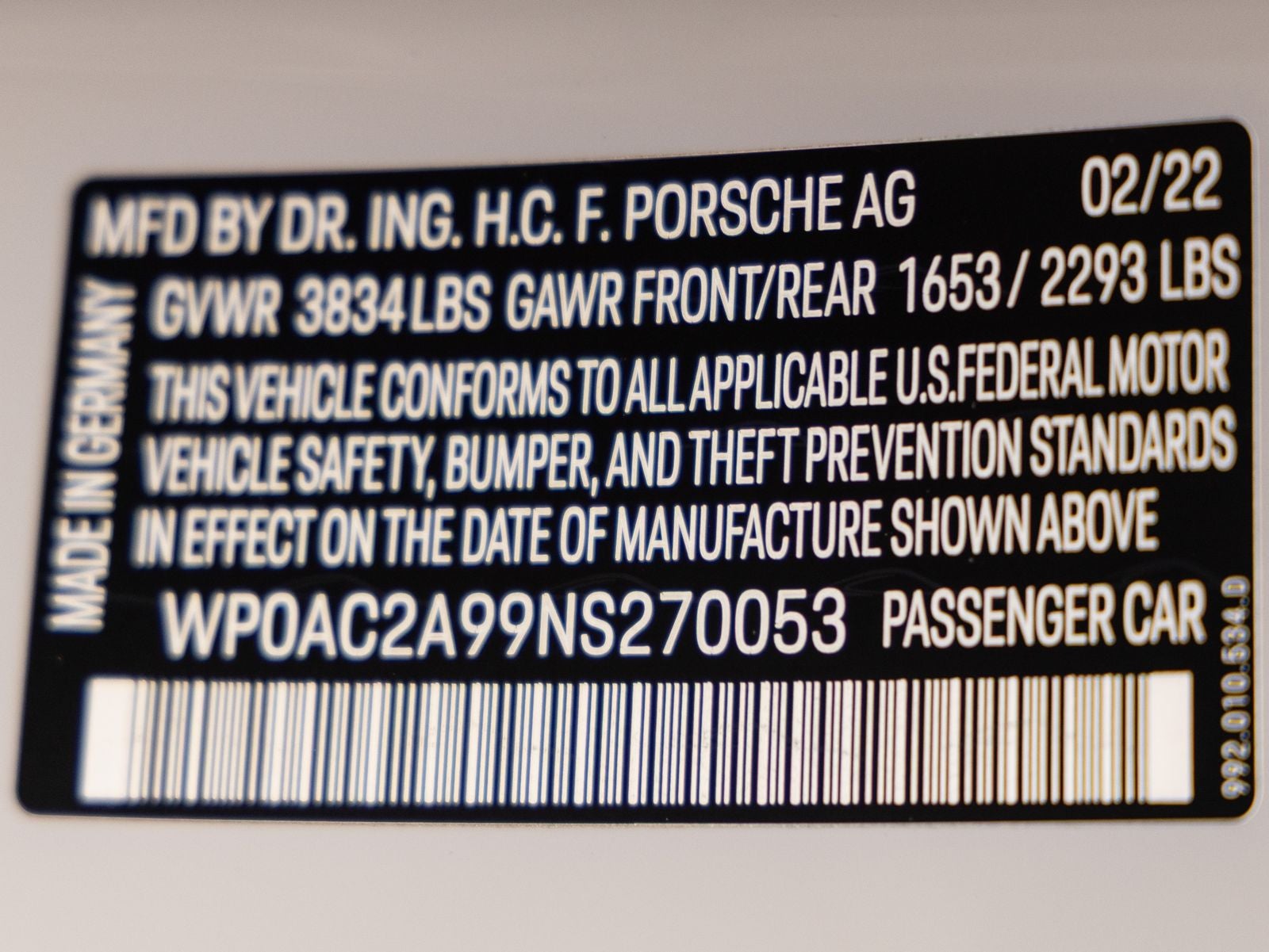 2022 Porsche 911 GT3 with Touring Package
