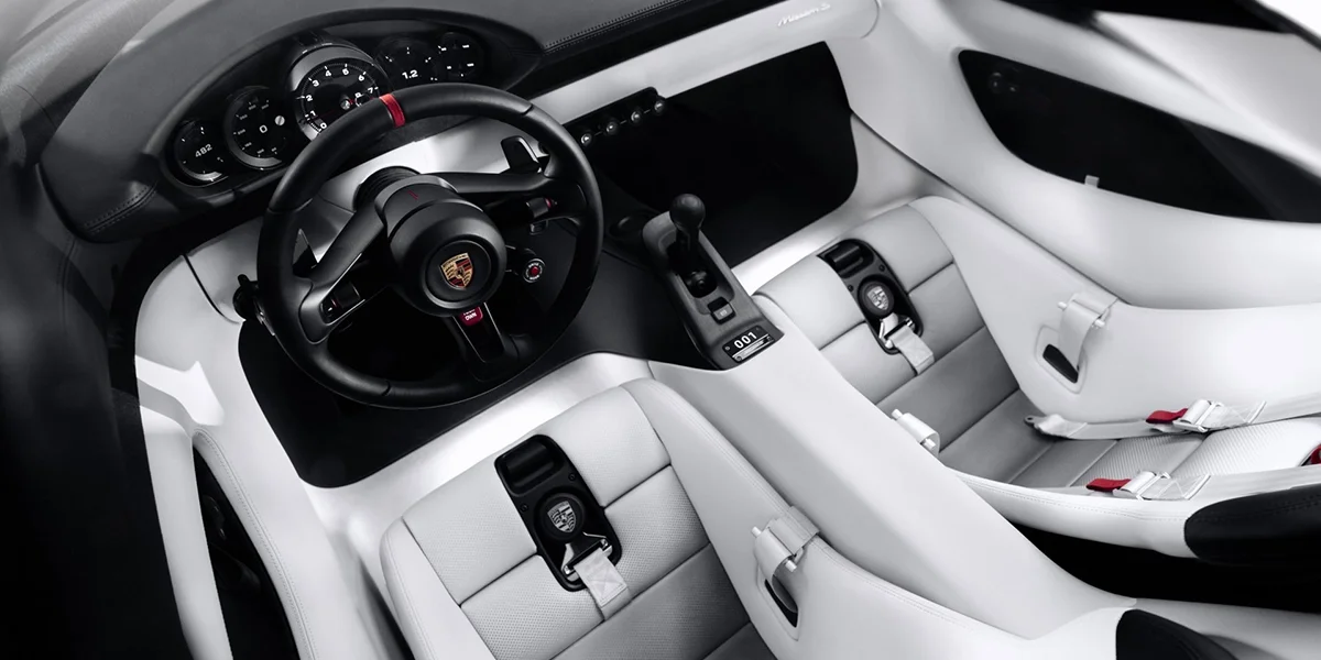 Interior and driver experience of the Porsche Mission S vision model.